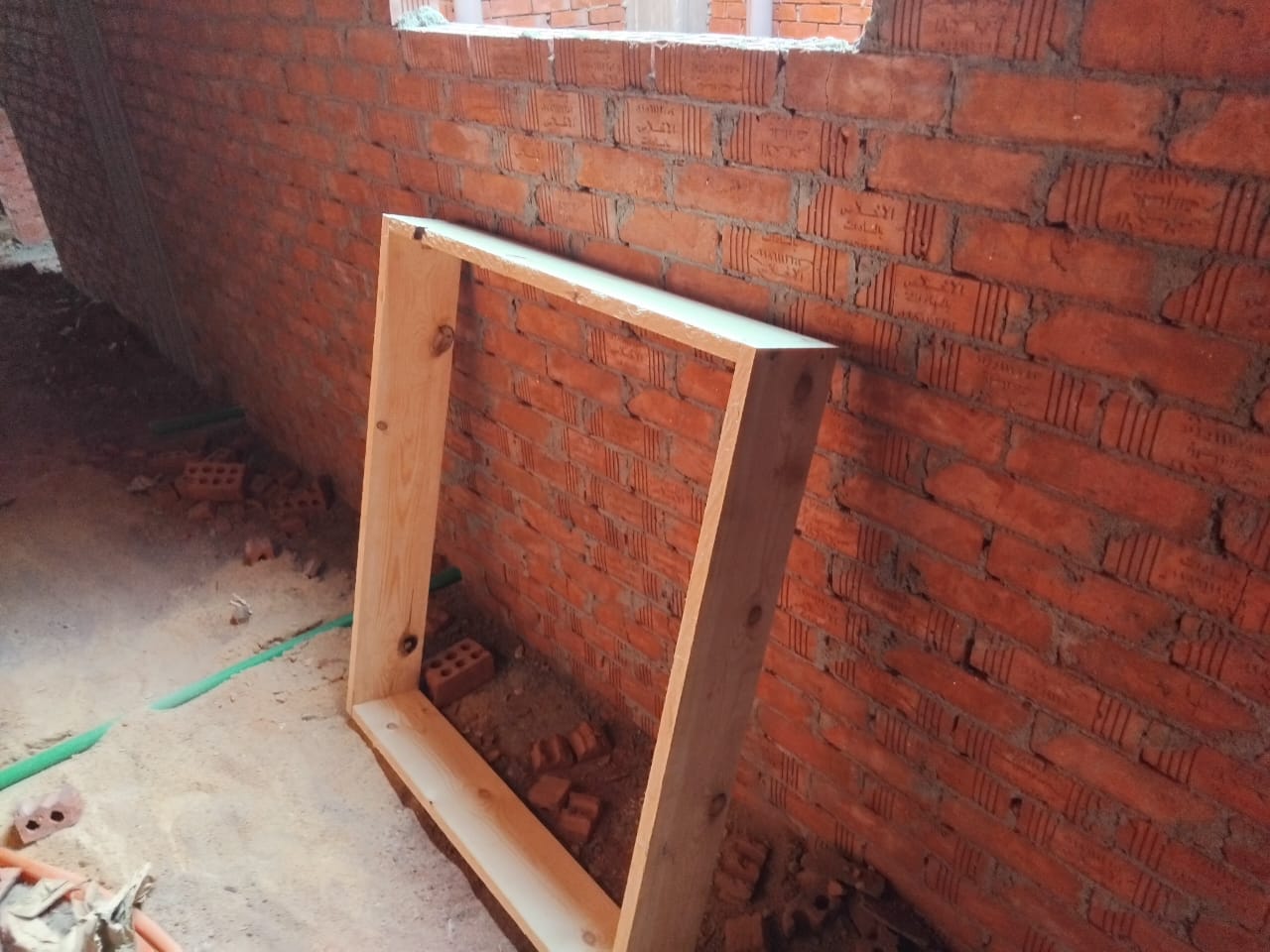 Construction stage Wooden door frames