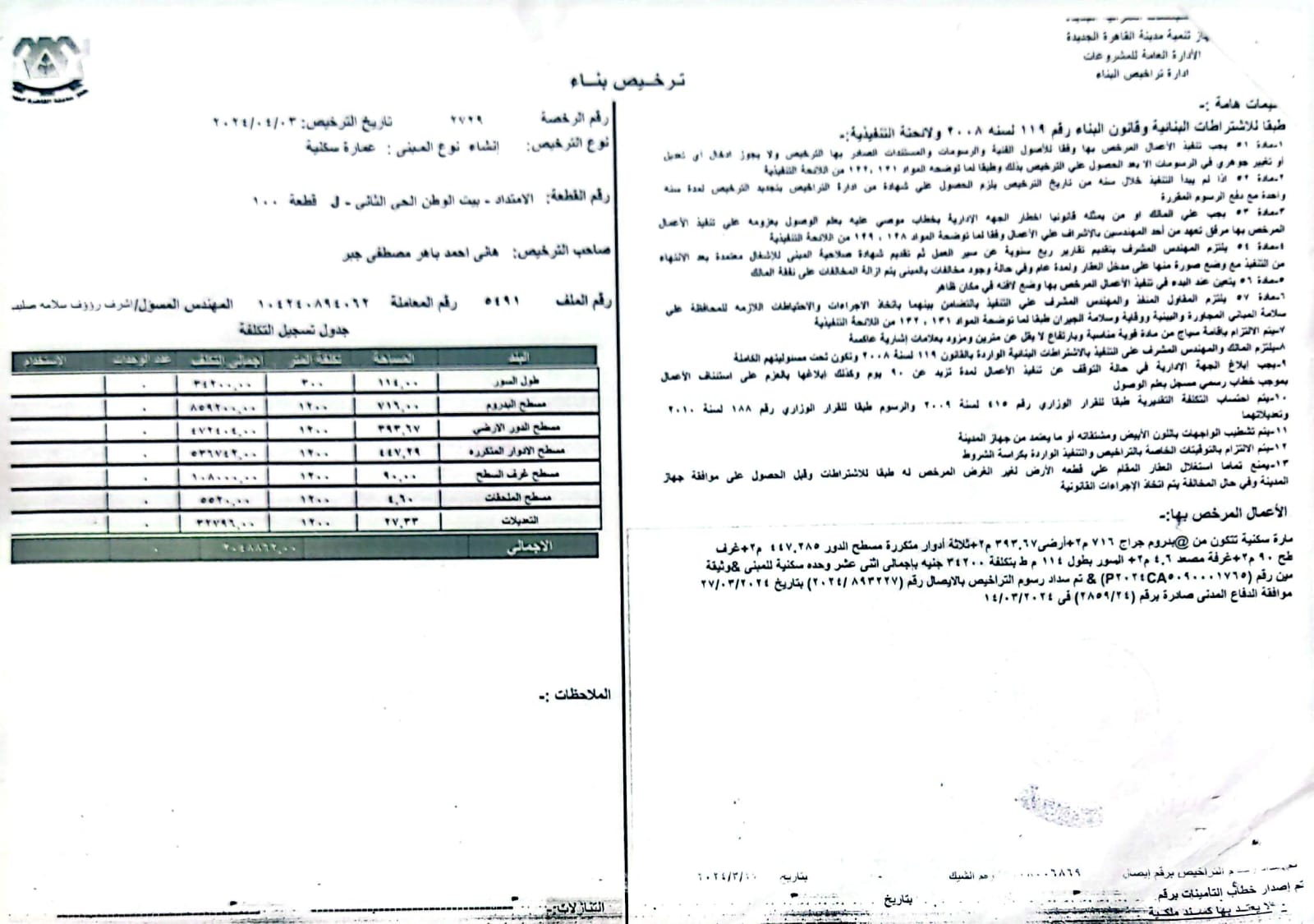 Construction stage Receiving the license