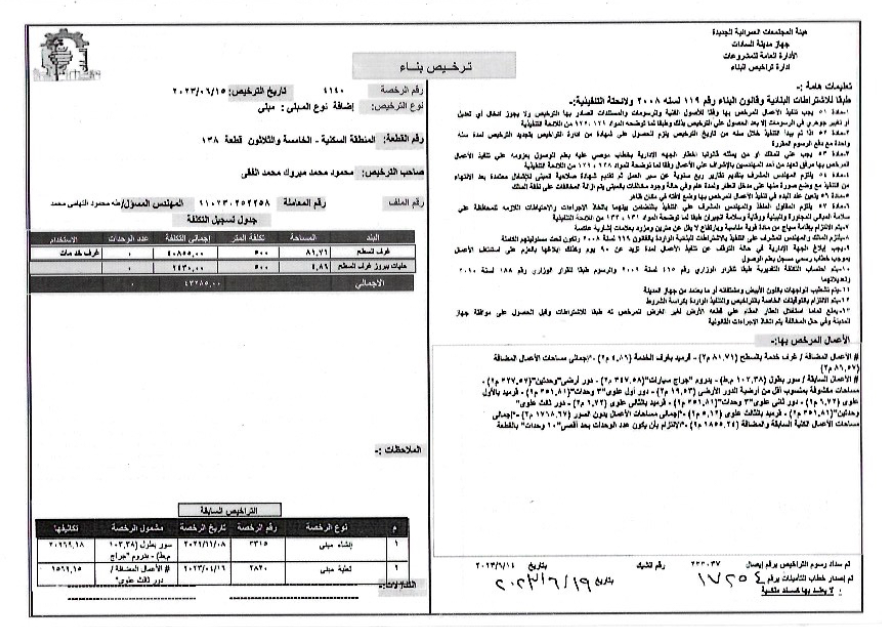 Construction stage Roof extension license