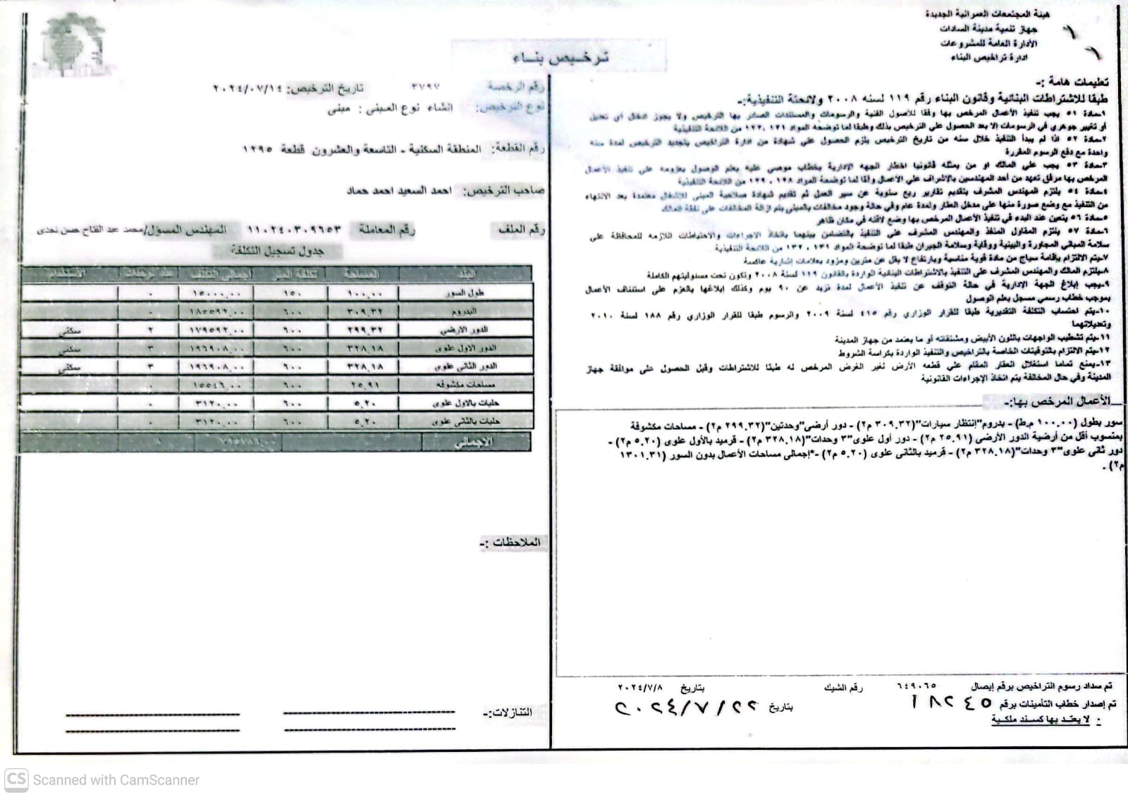 Construction stage Submitting the license